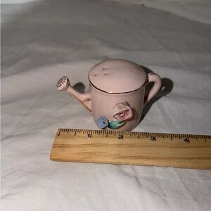 Vintage Miniature Pink Watering Can with Floral Design
